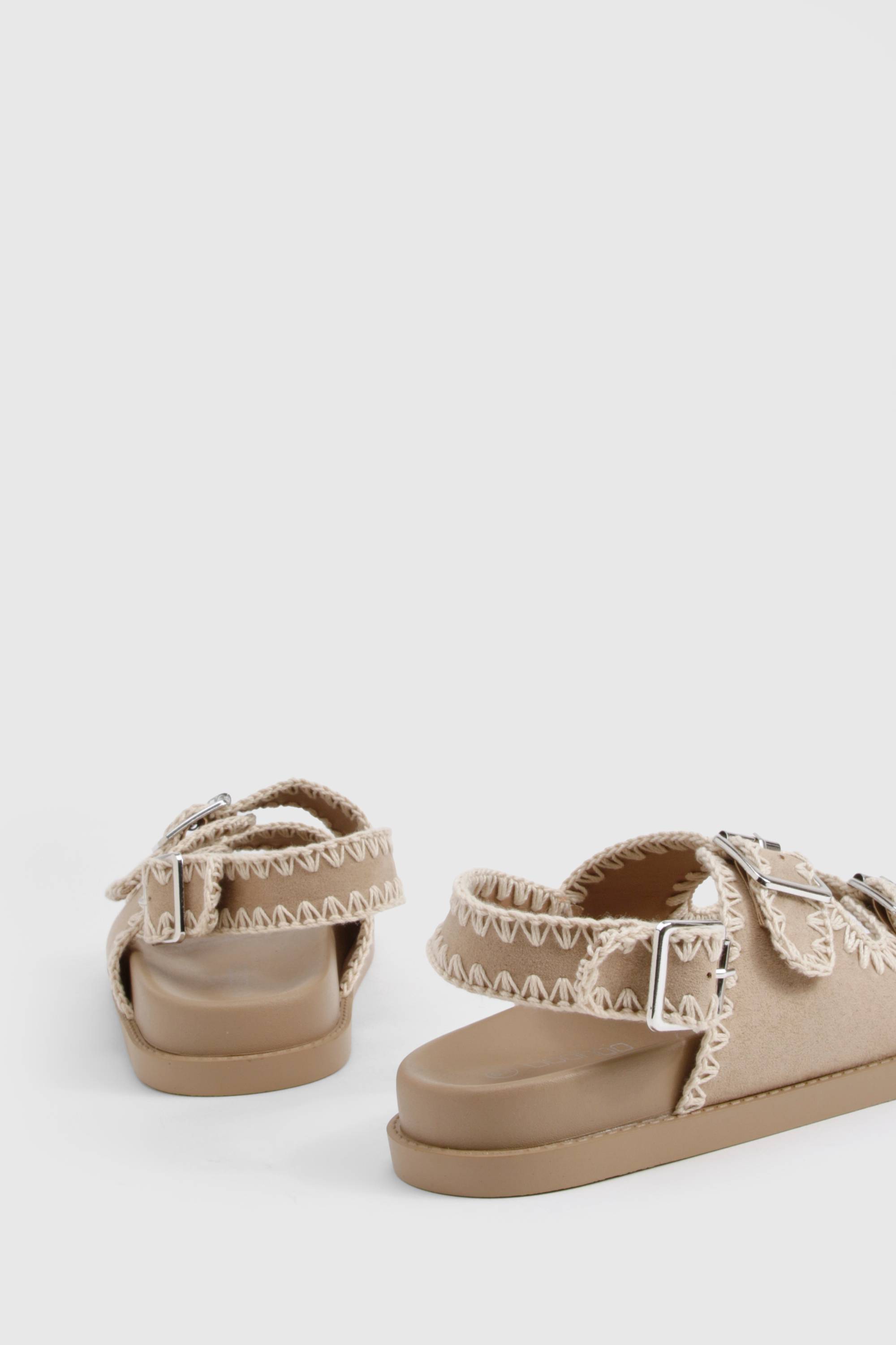 boohoo Contrast Stitch Woven Dad Sandals
