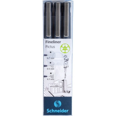 Schneider Pictus 3er Etui Fineliner - schwarz - Gemischt