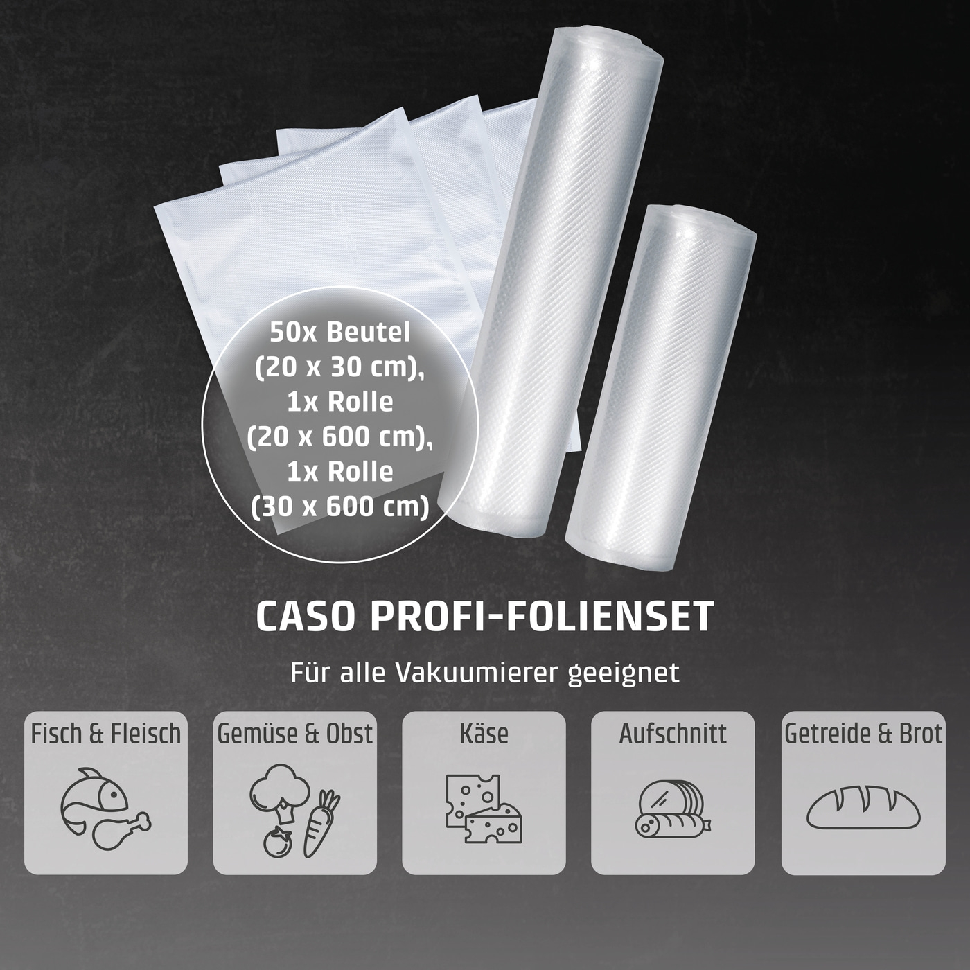 Profi-Folienset 1, 50 Folienbeutel, 2 Folienrollen, 150 µm