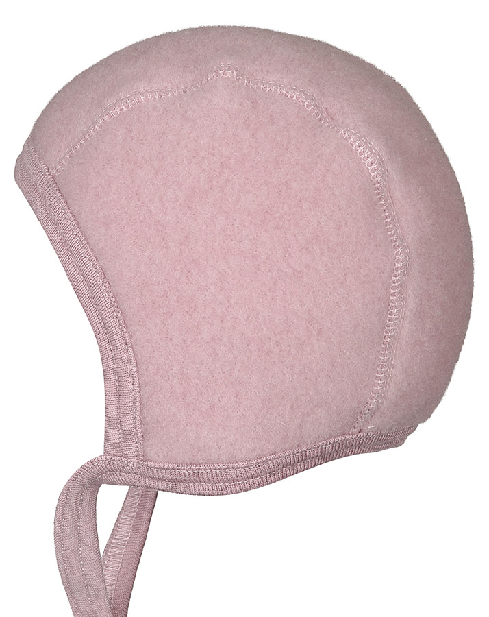 Woll-Fleecemütze BONNET zum Binden in rosenholz melange