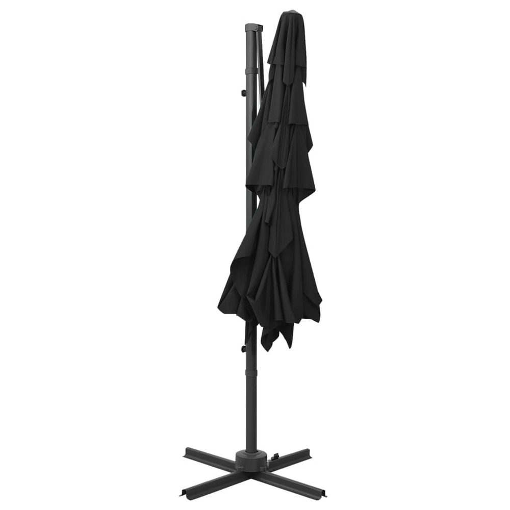 Parasol mobilier de jardin à 4 niveaux avec mât en aluminium 250 x 250 cm noir