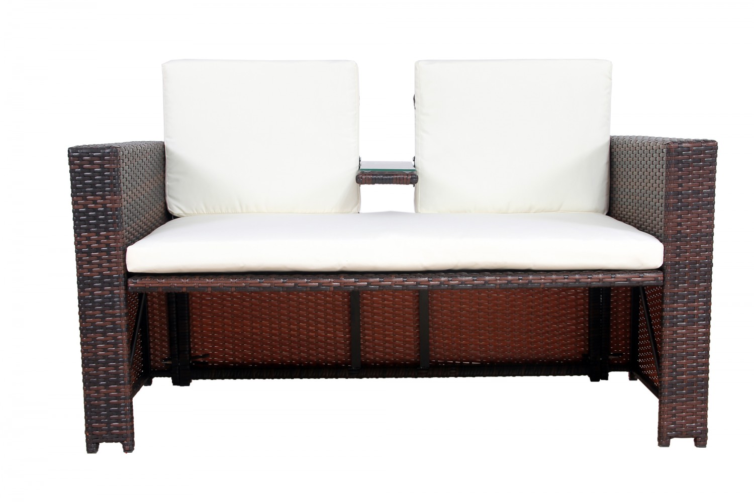 Love Seat Rattan Garnitur CHANELL braun/weiss
