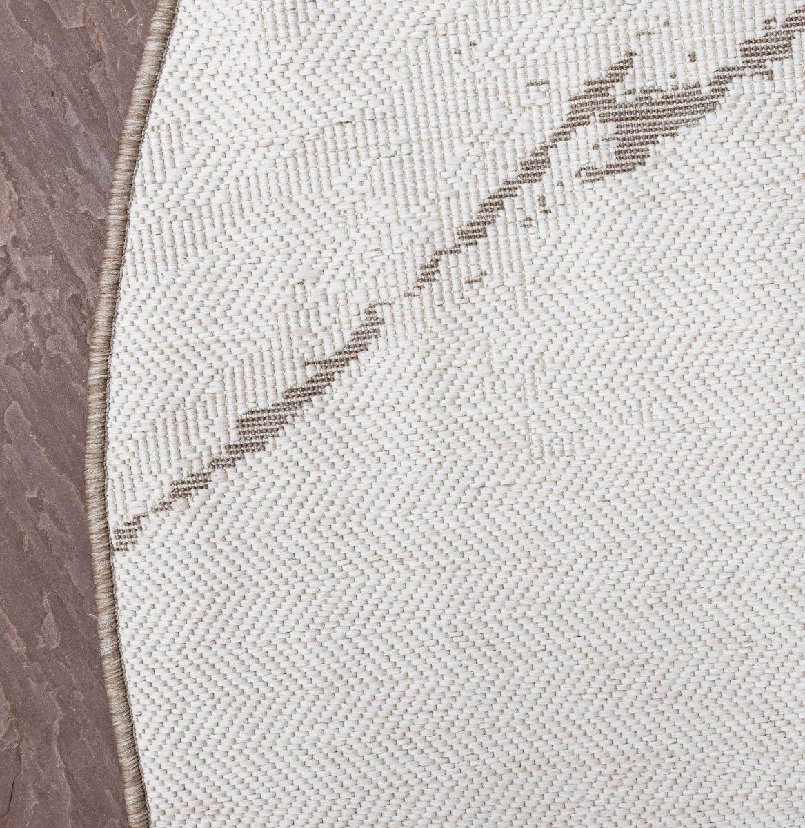 Interieur05 Rond Buitenkleed Marble - Naturel|wit - dubbelzijdig -...