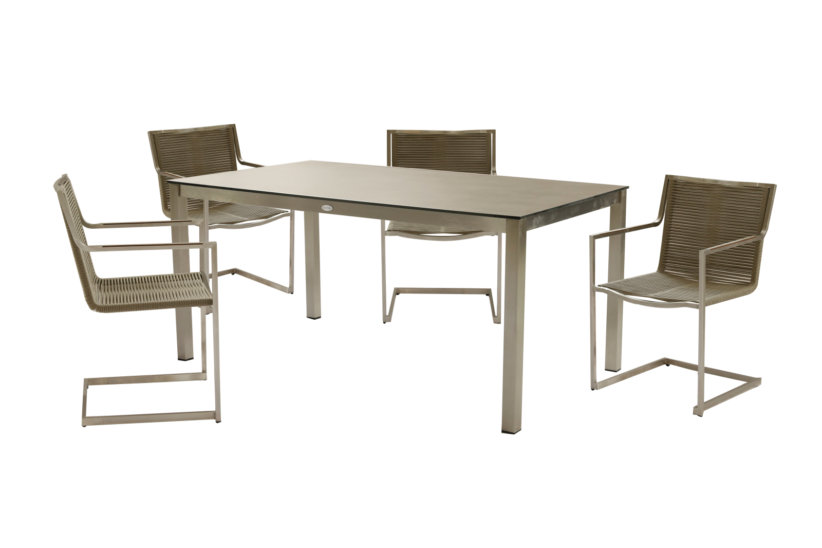 5-teilige Tischgruppe SIENNA - taupe - Seilbespannung