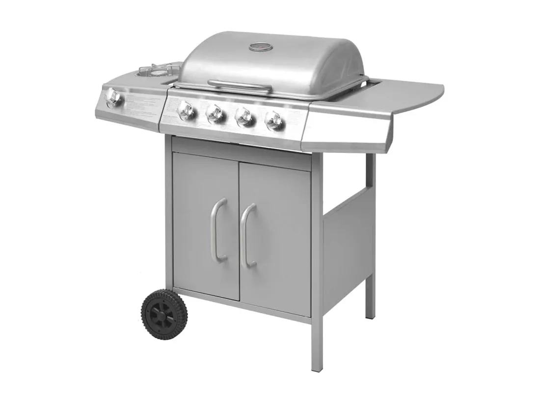 Barbecue à gaz 4 + 1 zone de cuisson Argenté