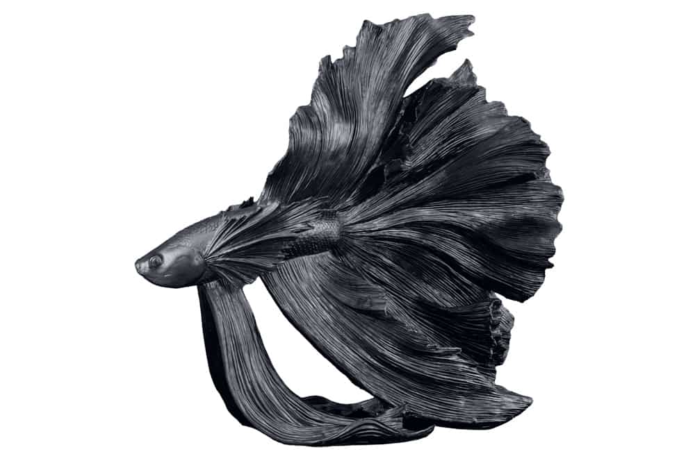 Design Deko Figur Kampffisch CROWNTAIL 65cm schwarz Betta Fisch Skulptur