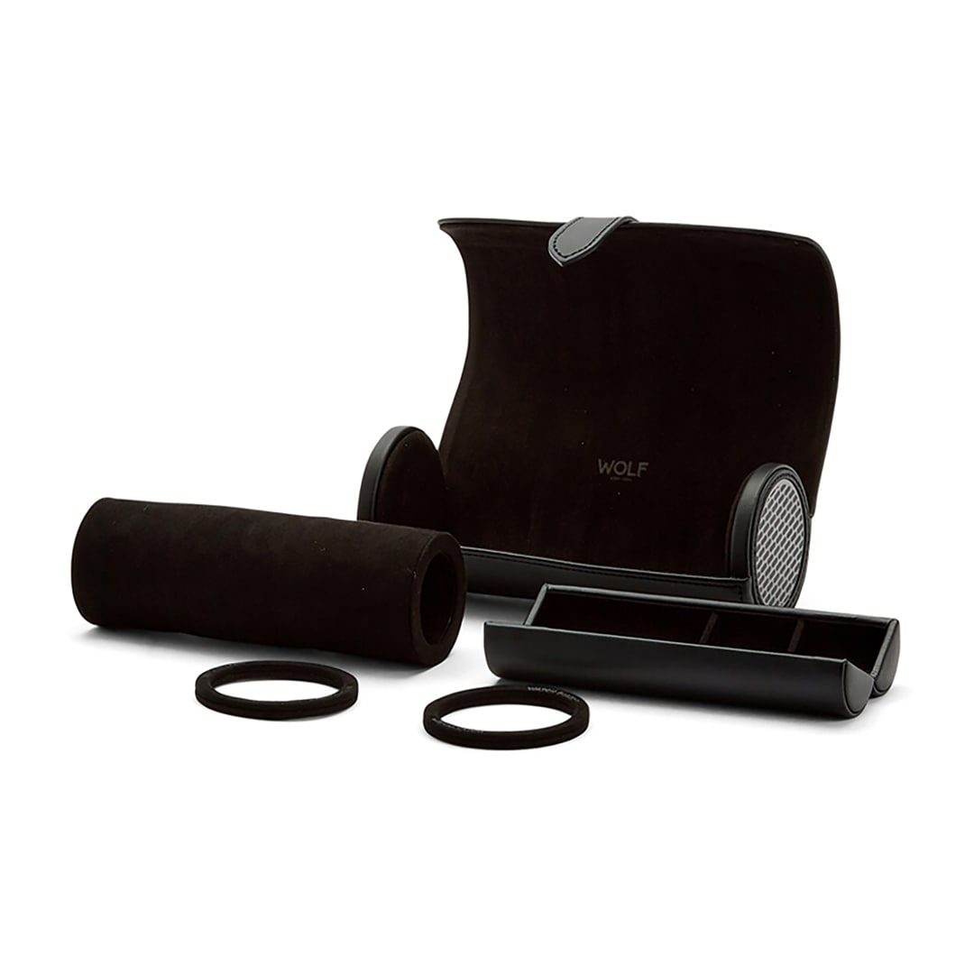 Wolf 1834 Roadster 3er Uhrenrolle Schwarz