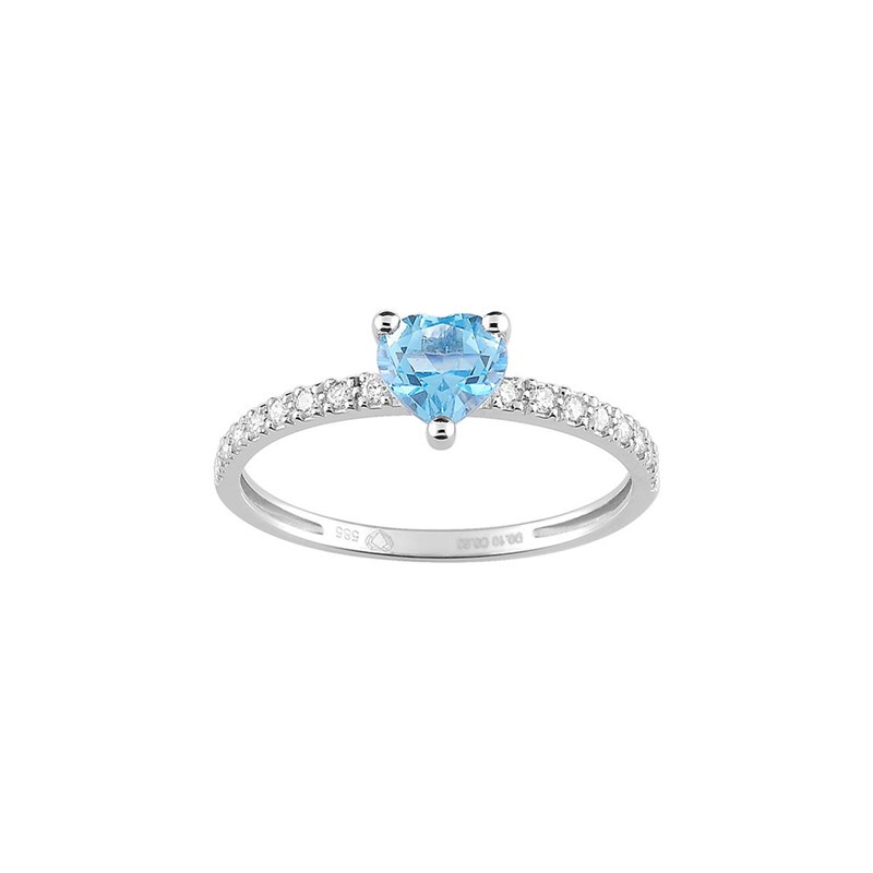 Bague coeur Femme - topaze - Or 9 Carats