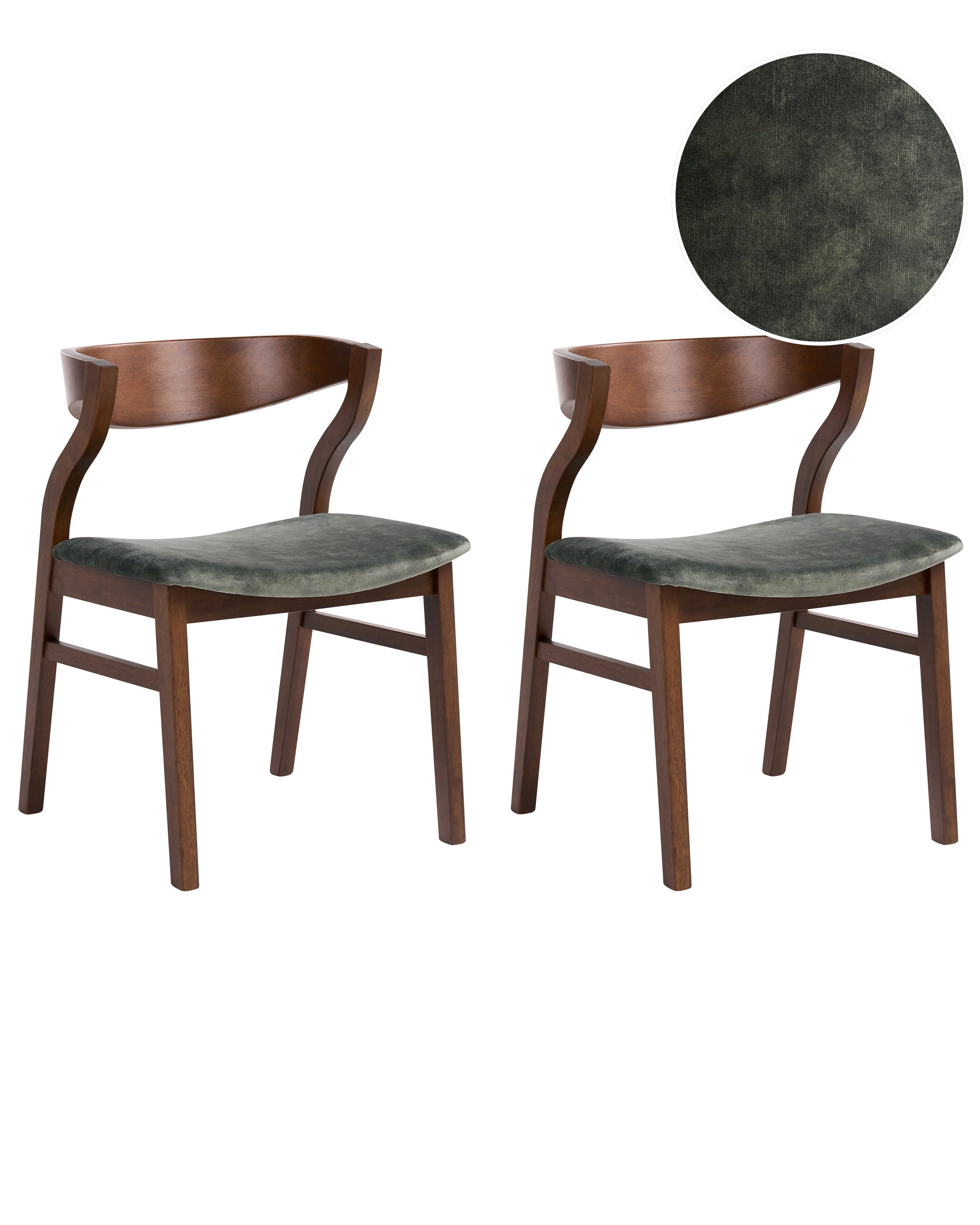 Set van 2 eetkamerstoelen MAROA Hout Donkergroen/bruin