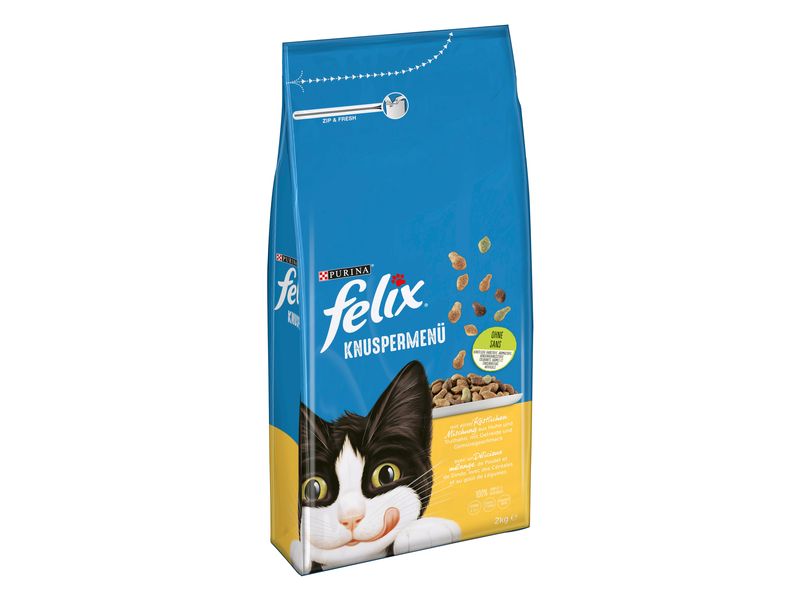 Felix Trockenfutter Knuspermenü Geflügel, 2 kg Alleinfuttermittel für Katzen