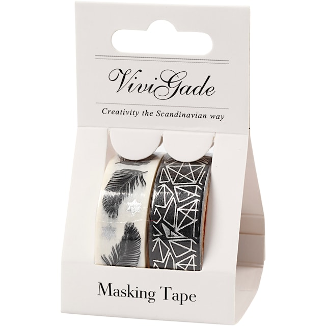 Maskeringstape, fjær og mønster - foil, B: 15 mm, 2x4 m/ 1 pk.