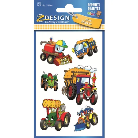 Avery Zweckform Z-Design 53144 Kinder Sticker, Traktoren, 3 Bogen/18 Sticker