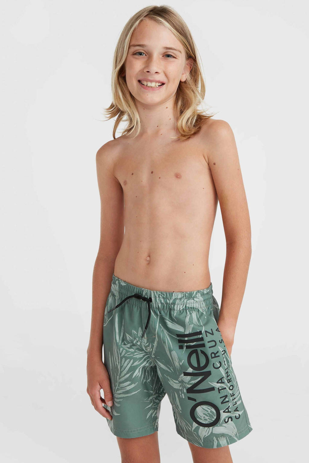 zwemshort met logo donkergroen