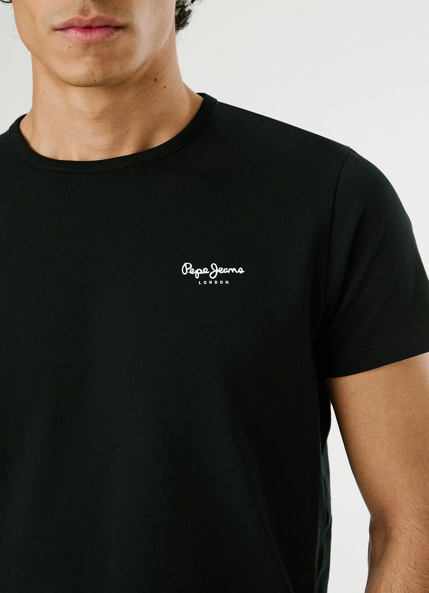 PEPE JEANS<br>Camiseta básica original com gola redonda e elastano