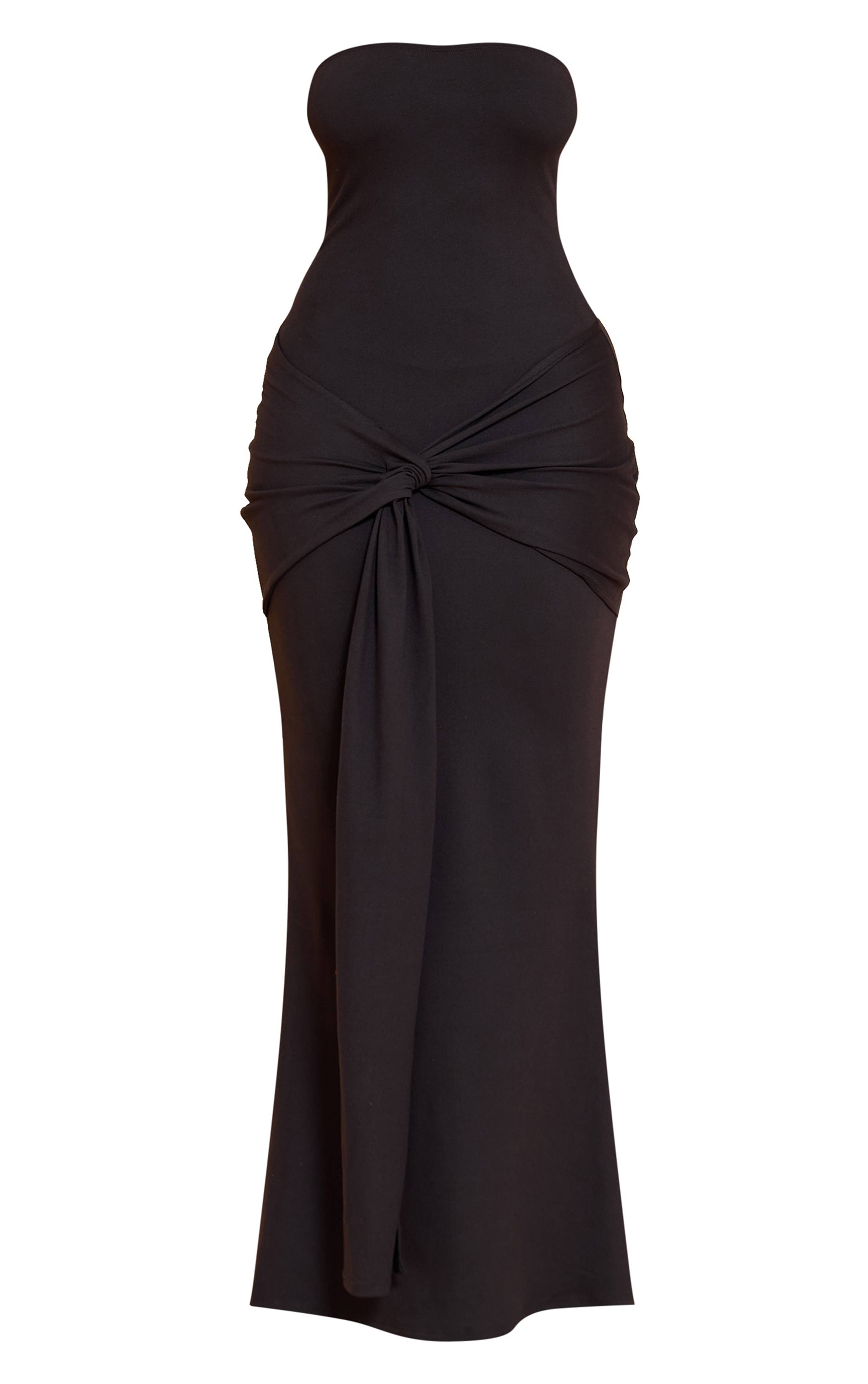 Noir Robe Maxi Bandeau Sculptante Drapée Enveloppante Shape
