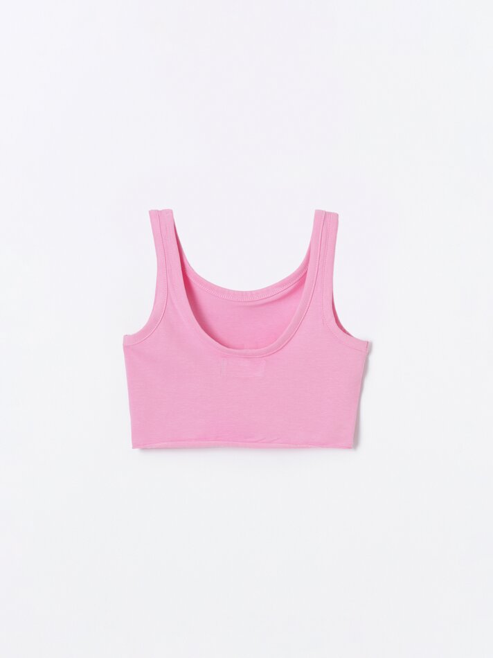Conjunto de top e shorts com estampa - Rosa Médio