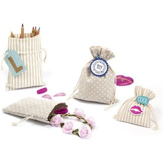 Sachet en tissu avec impression de motif, 3 tailles