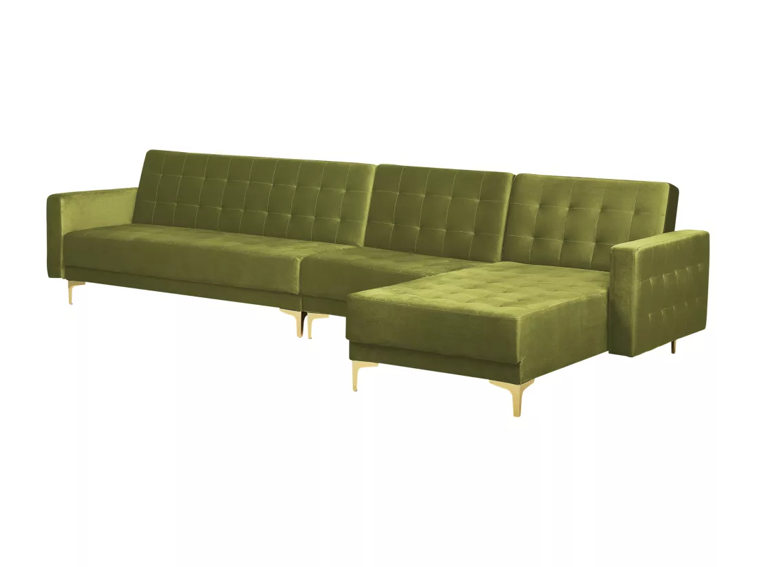 Canapé modulable côté droite en velours vert ABERDEEN
