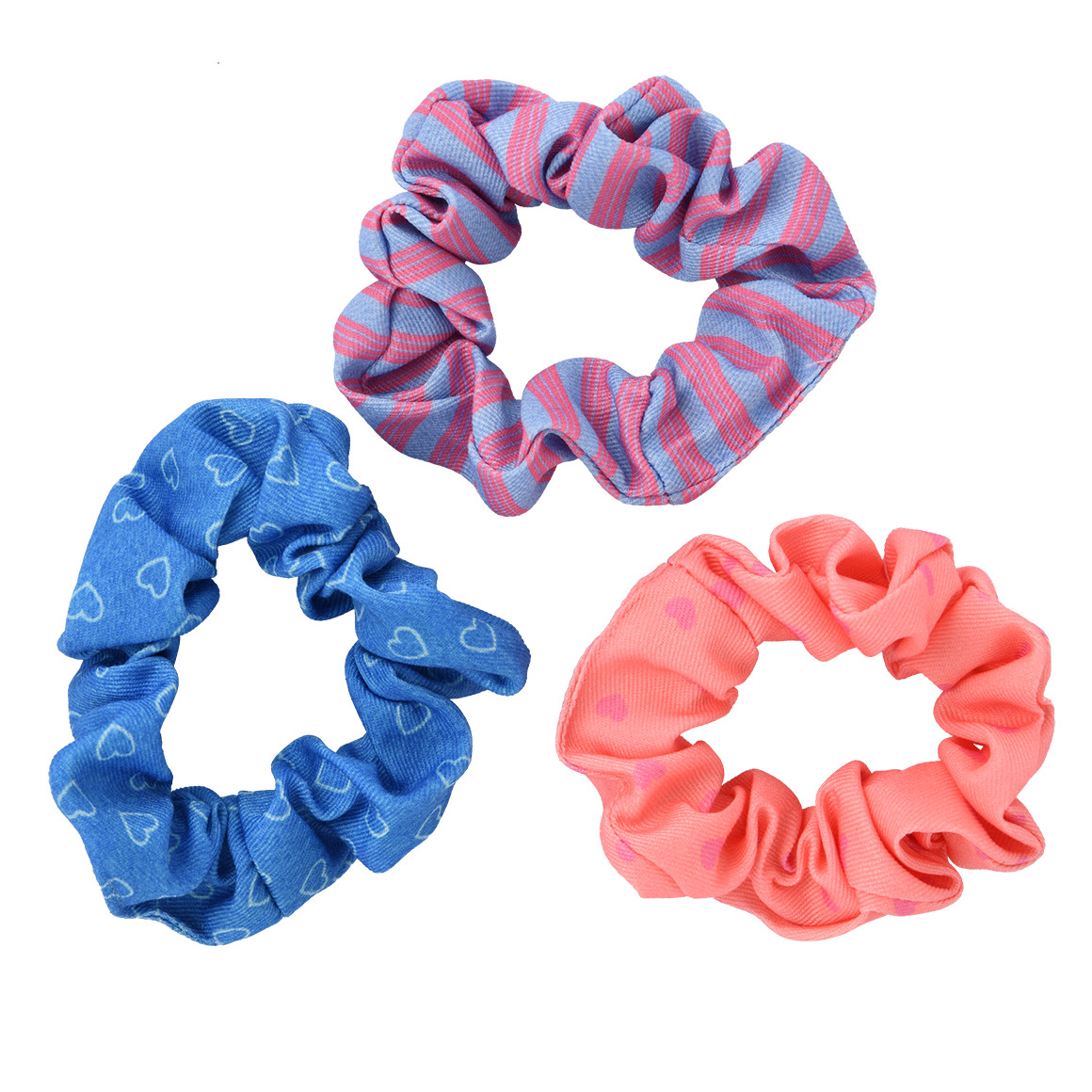 Jonas Nielsen 3 Scrunchies in verschiedenen Dessins blau / bunt