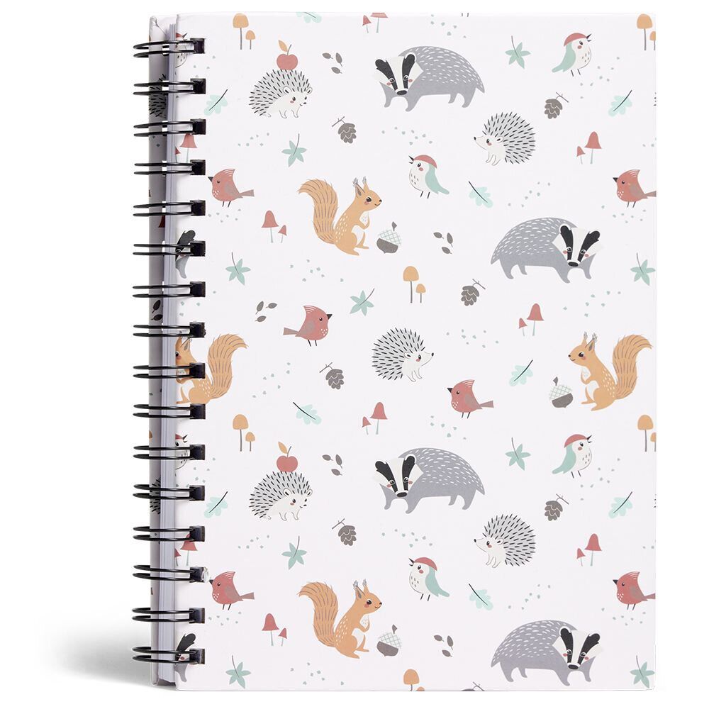 Carnet spirale A5 à lignes thème animaux forêt 160 pages