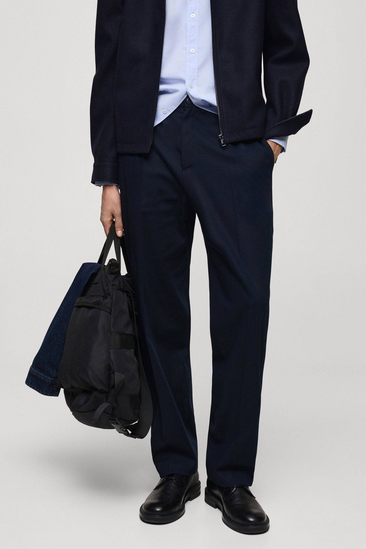 Mango Man straight pantalon donkerblauw