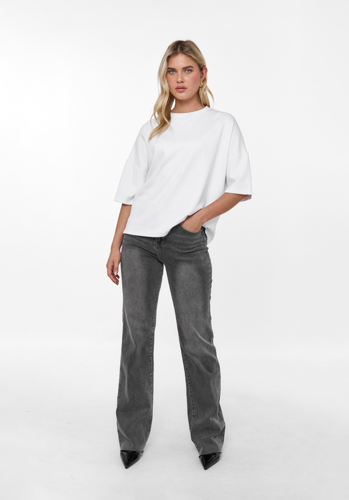Straight leg stretch jeans ash grijs