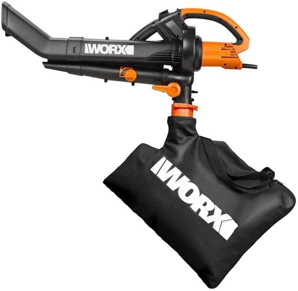 WORX WG505E Trivac Laubbläser & Laubsauger 3000 W – 3-in-1 Funktion als Laubbläser, Laubsauger & Mulcher - 335km/h Blasgeschwindigkeit - 600m³/h Saugvolumen – inkl. 45L Fangsack