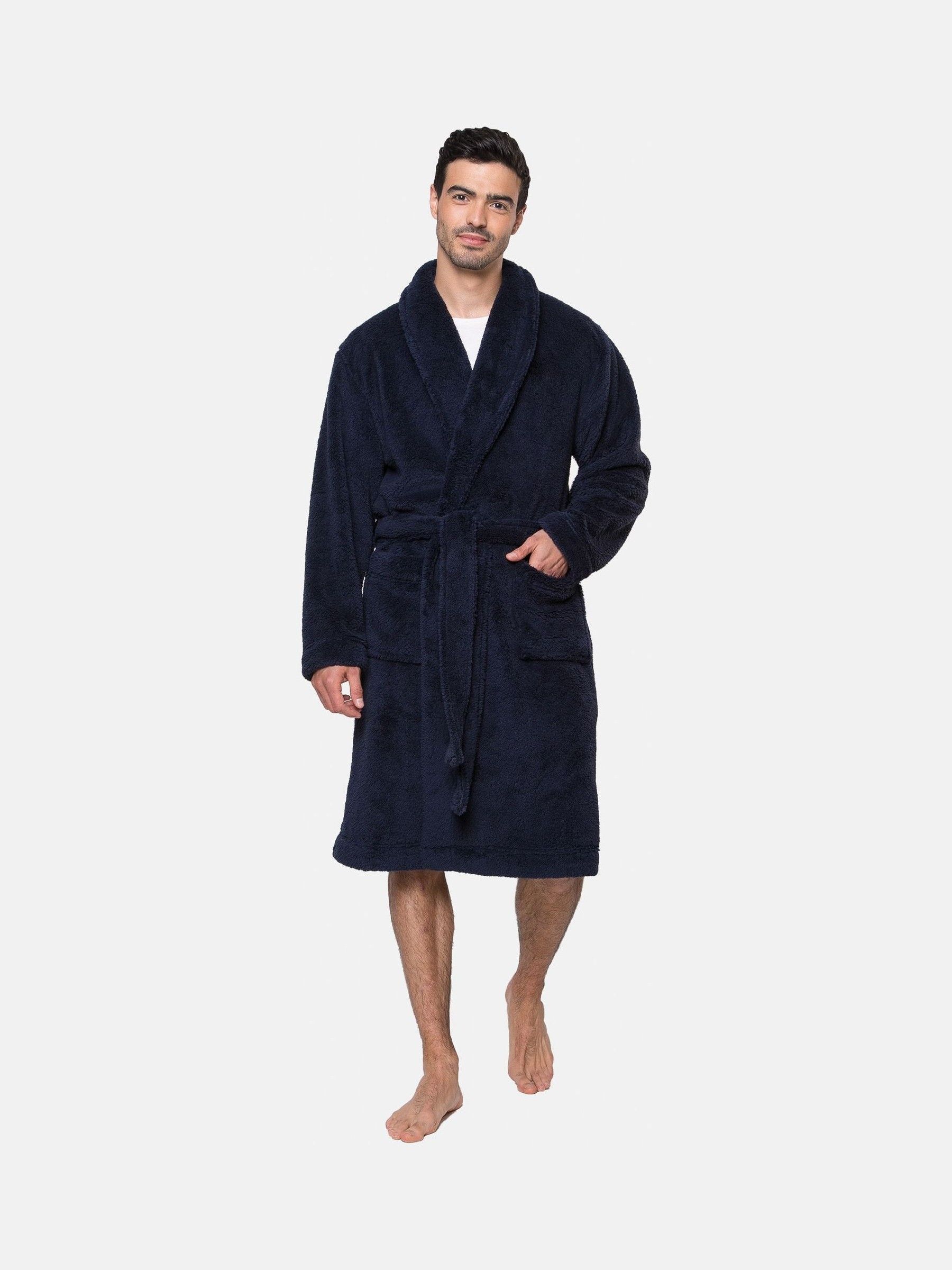 Marineblauw - Threadbare Cosy Borg Dressing Gown