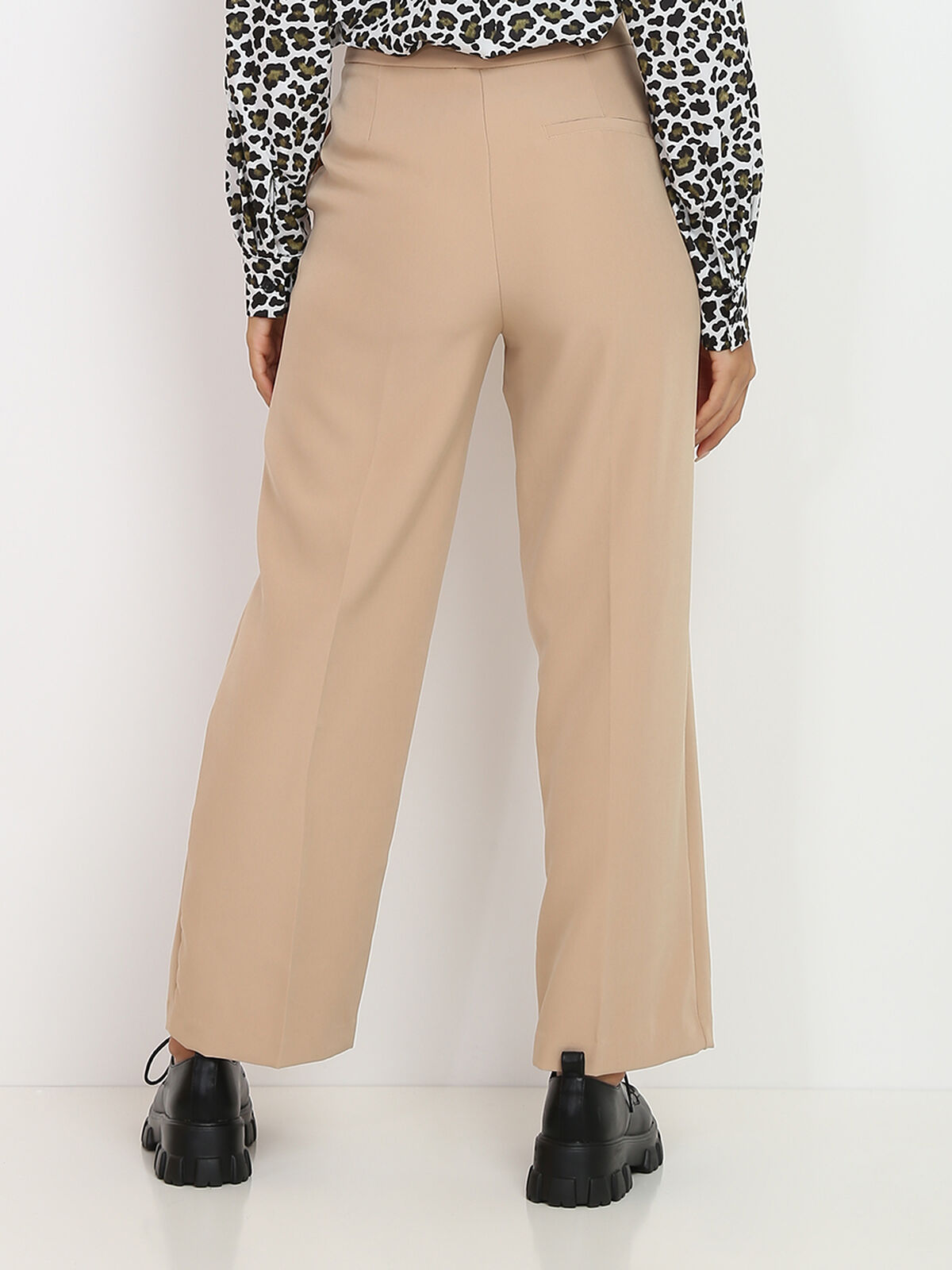 Pantalon wide leg taille haute- Camel