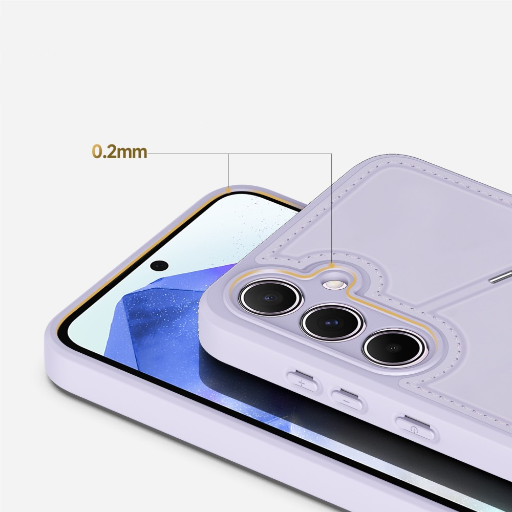 Samsung Galaxy A55 Hybrid Leder Hülle mit Kartenfach   Kickstand Aufsteller (RFID Schutz) - Lila
