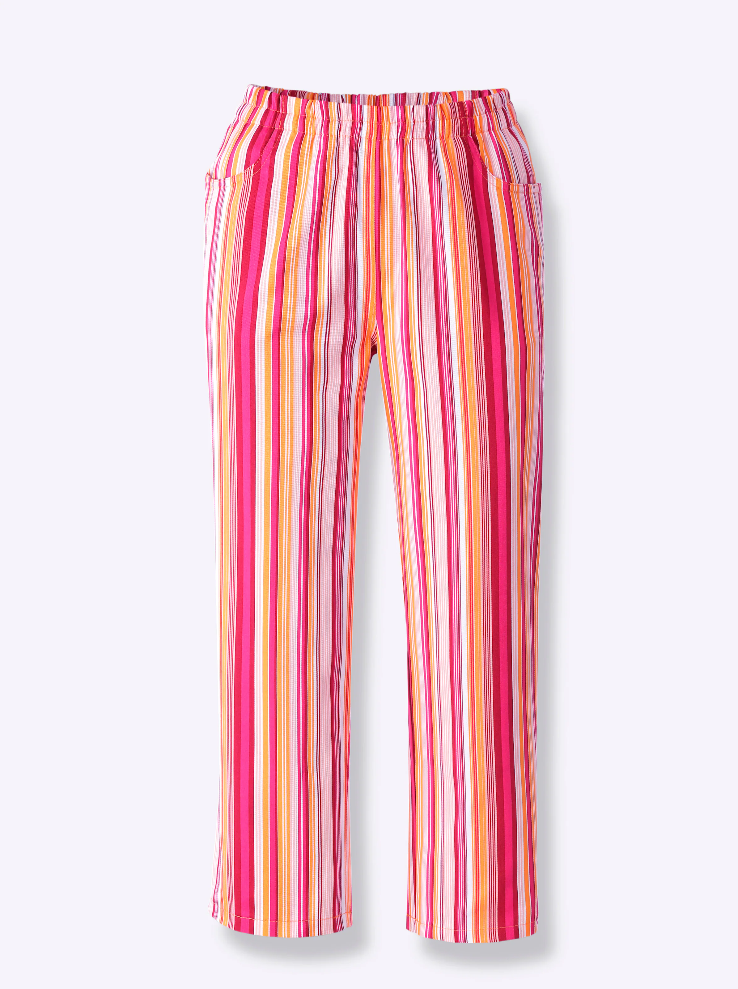 Caprihose in apricot-rot-gestreift