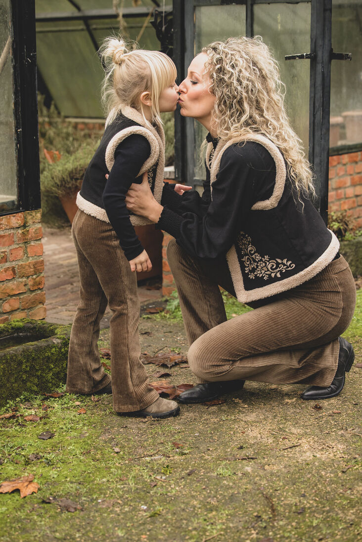 LOOXS Little olijf looxs little flared broek 2332-7658