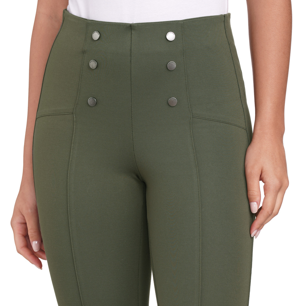 Gina Benotti Damen Jeggings mit Zierknöpfen dunkelgrün