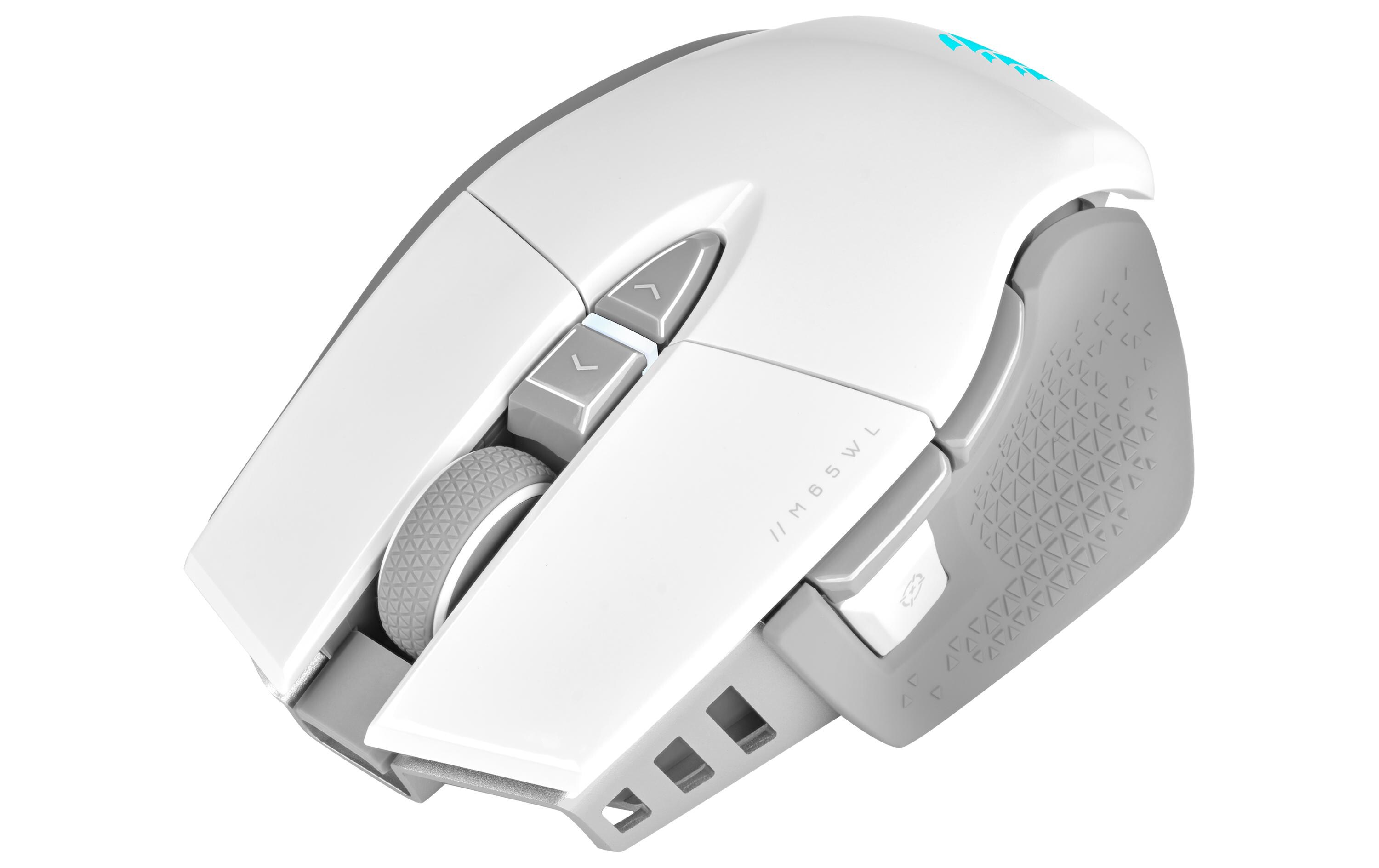 Gaming-Maus M65 RGB Ultra Wireless Weiss<br>Kabellose Gaming-Mouse mit geringem Eigengewicht und programmierbaren Tasten, speziell konzipiert für FPS-Spiele
