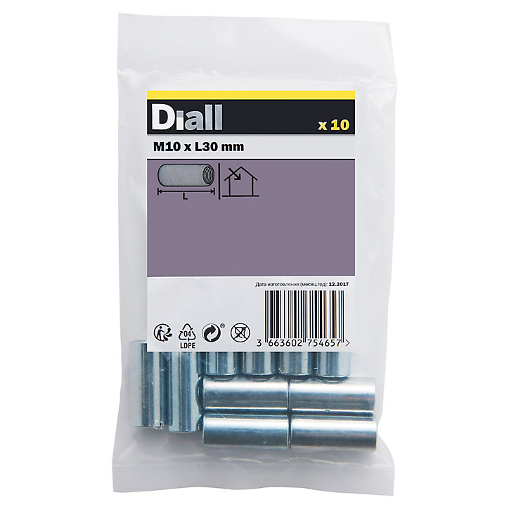 Manchon tête fraisée zingué ø 10 x 30 mm - 10 pièces