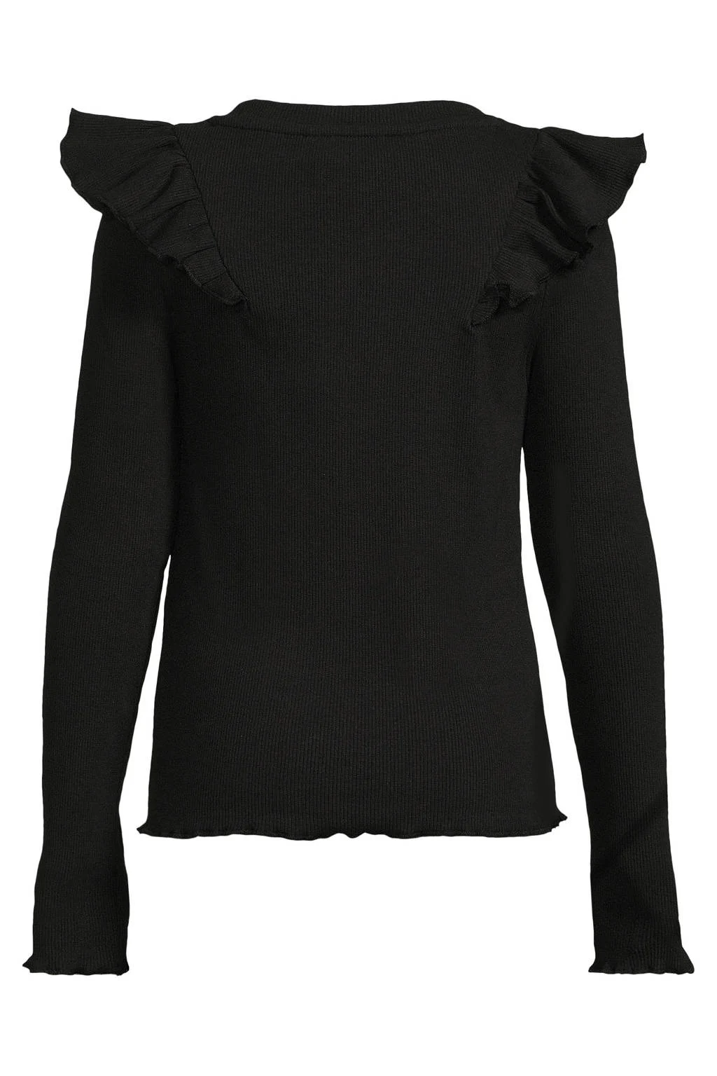 Coolcat longsleeve met ruches Megan zwart