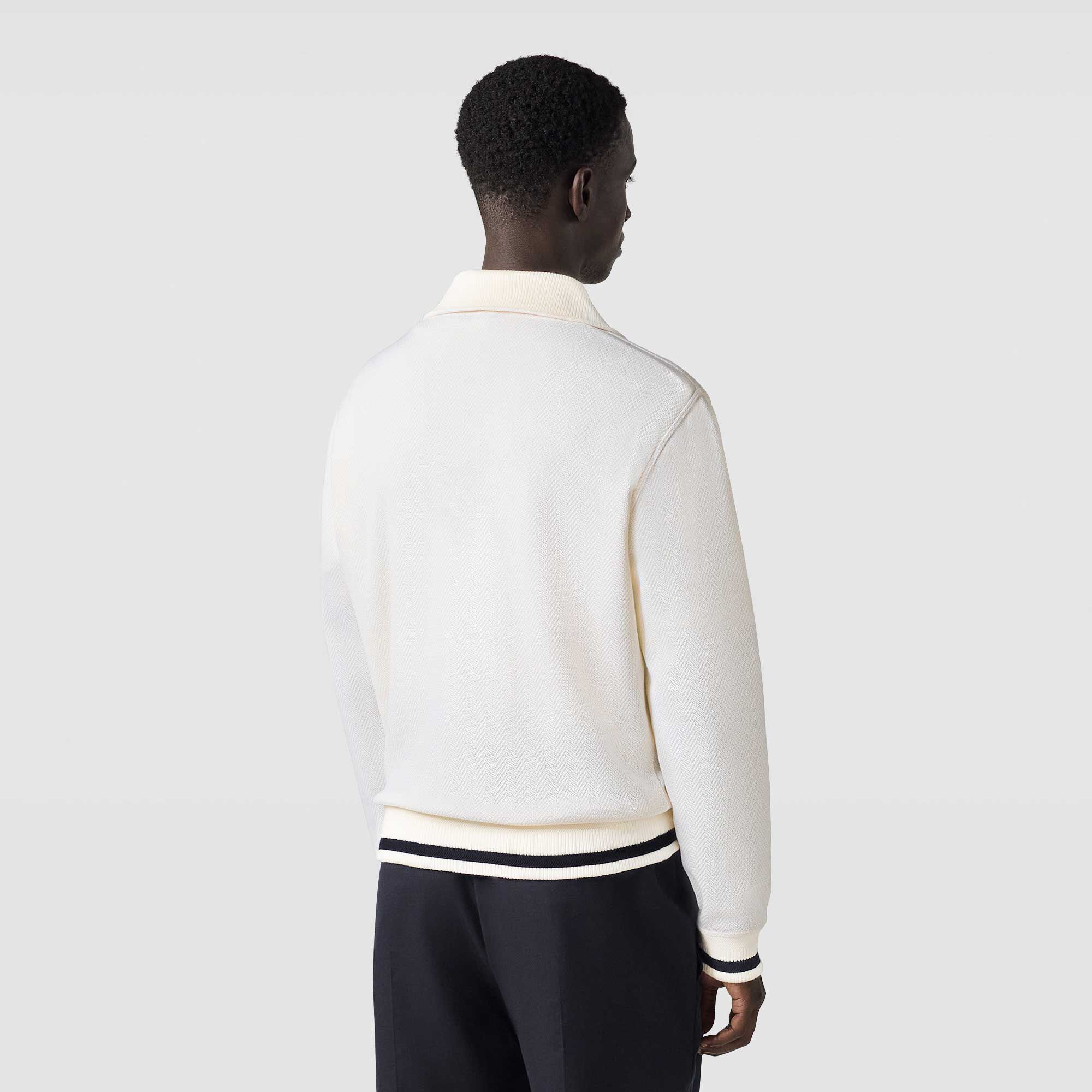 Pull À Col Zippe En Coton Soie Chevrons Et B Thabor