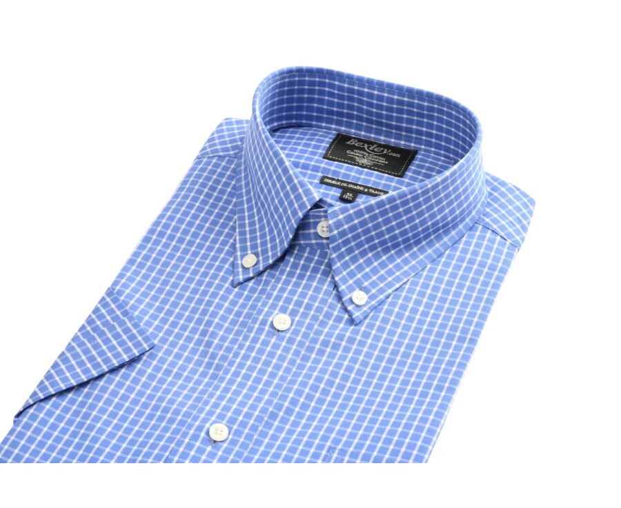 Chemise bleue à carreaux blancs - Poche - TRAVIS MC