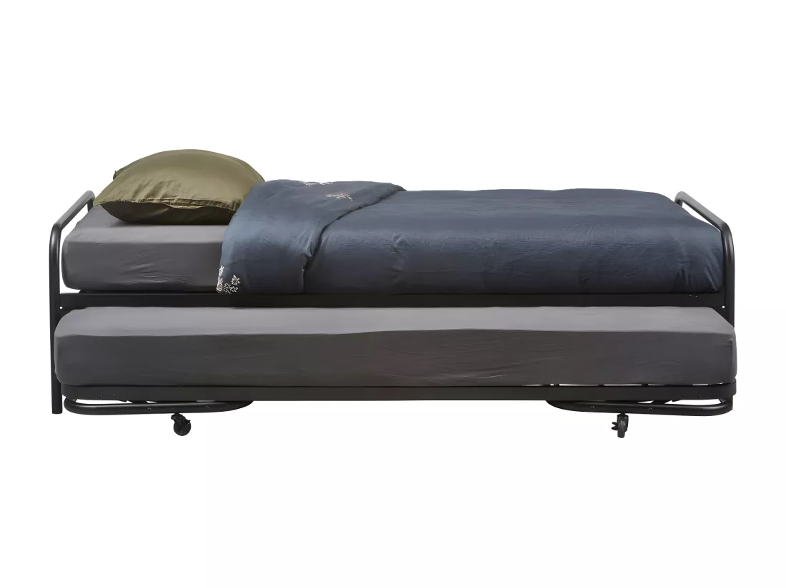 Lucy - Lit gigogne 2 couchages en métal 90x200cm - Noir