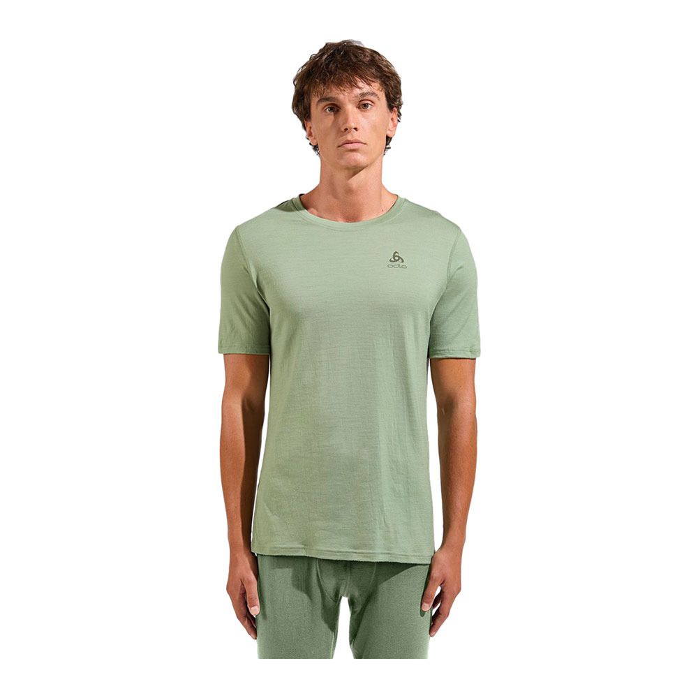 Odlo MERINO WARM - Sous-couche Homme matte green