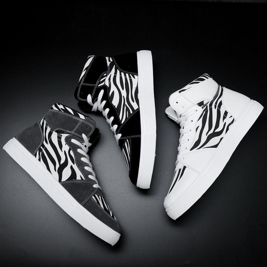 Tanzanite - Zebra Print High Top Sneakers
