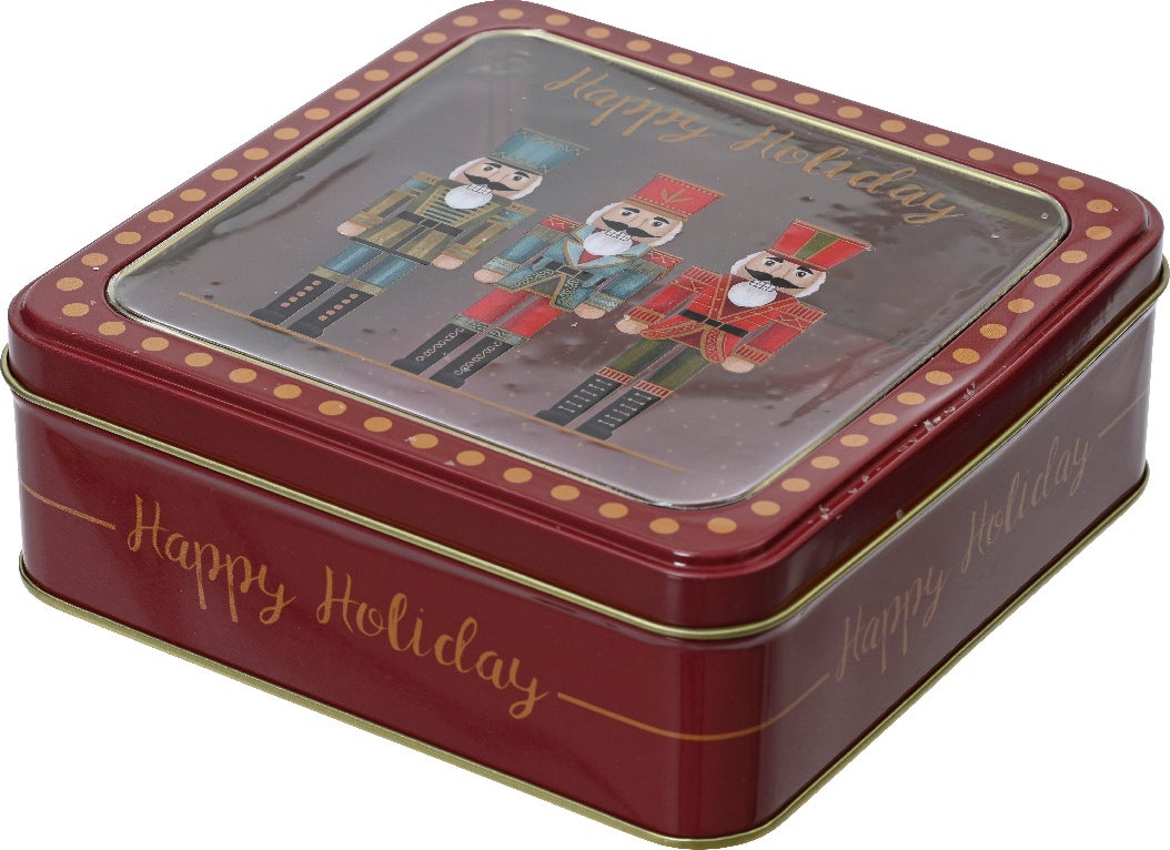 Decoris bewaarblik Notenkraker rood 15,5 x 15,5 x 5,3 cm