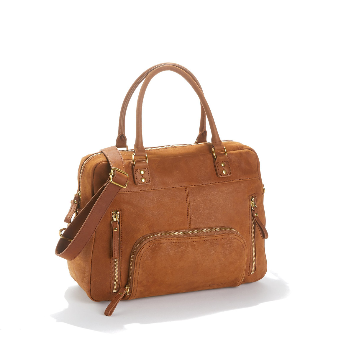 NAT & NIN<br>Bolsa de couro com zíper e vários bolsos MACY