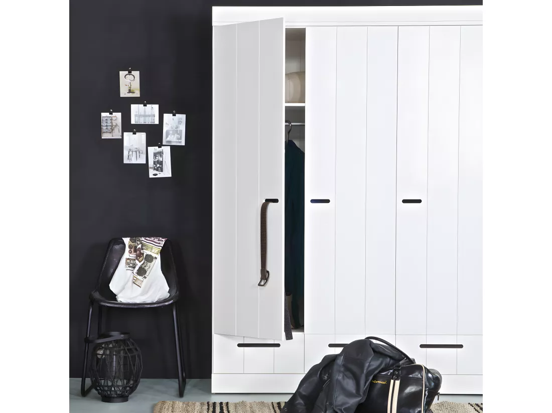 Connect - Armoire vestiaire 3 portes / 3 tiroirs - Blanc