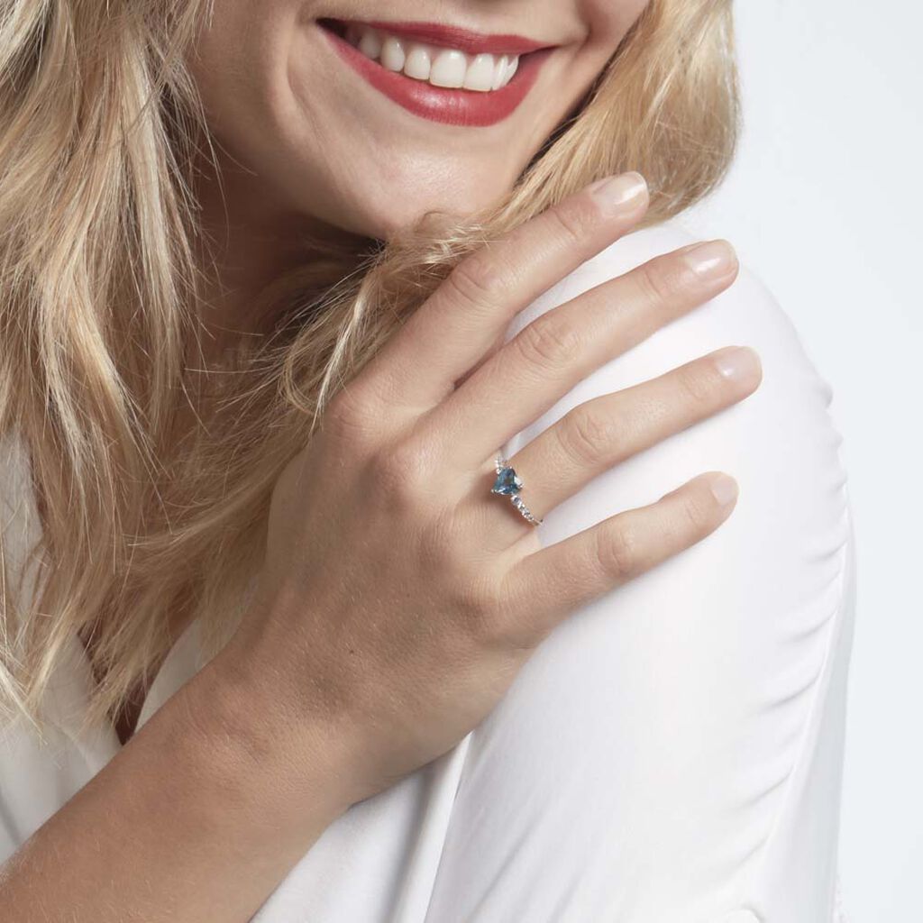 Bague Or Blanc Fany Topaze Oxydes De Zirconium