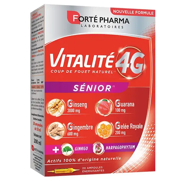 Forté Pharma Vitality 4G Senior Energizing Ginseng Ginkgo 20 ampolas