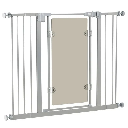 Portão de segurança extensível PawHut para escadas, cinza, para cães.