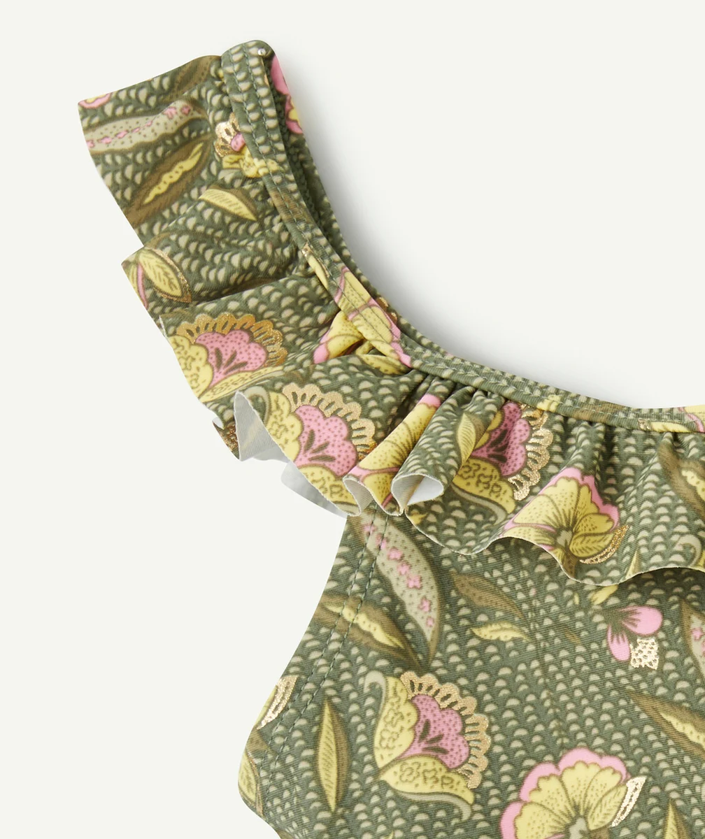 MAILLOT DE BAIN 2 PIÈCES FILLE EN FIBRES RECYCLÉES IMPRIMÉ FLEURS