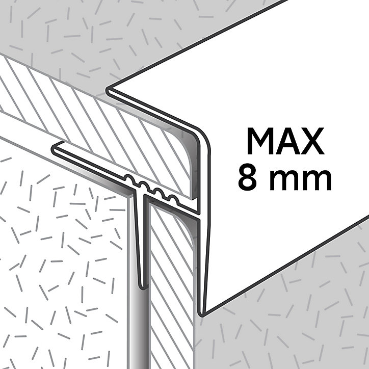 Profilé de rénovation de marche en aluminium décor métal mat GoodHome 16 x 25 x 1800 mm