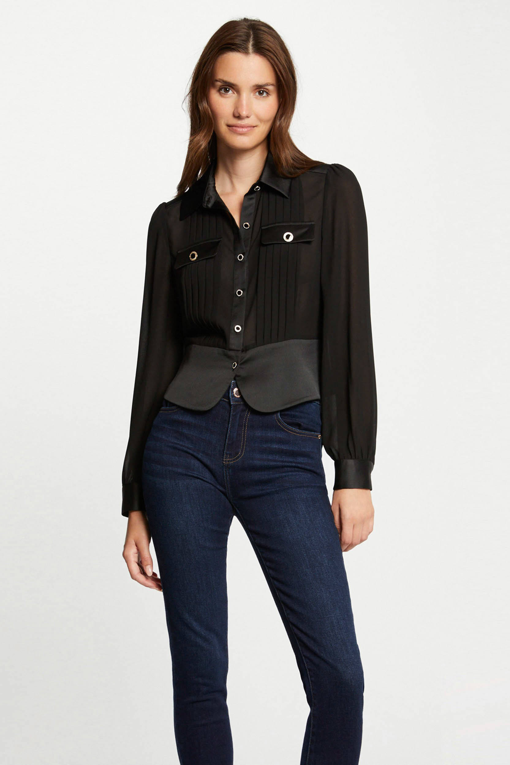 Morgan semi-transparante blouse zwart